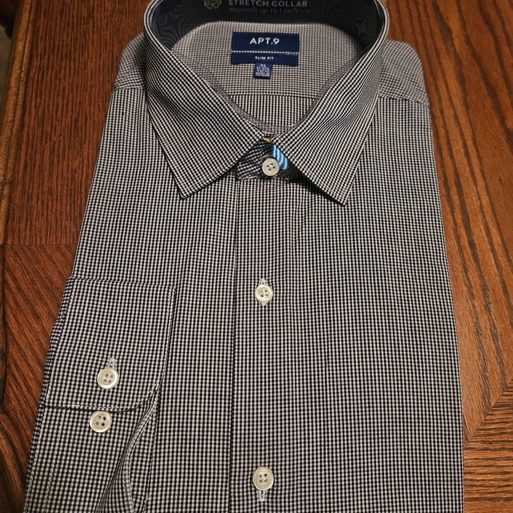 Apt. 9 Black & White Micro-Check Dress Shirt